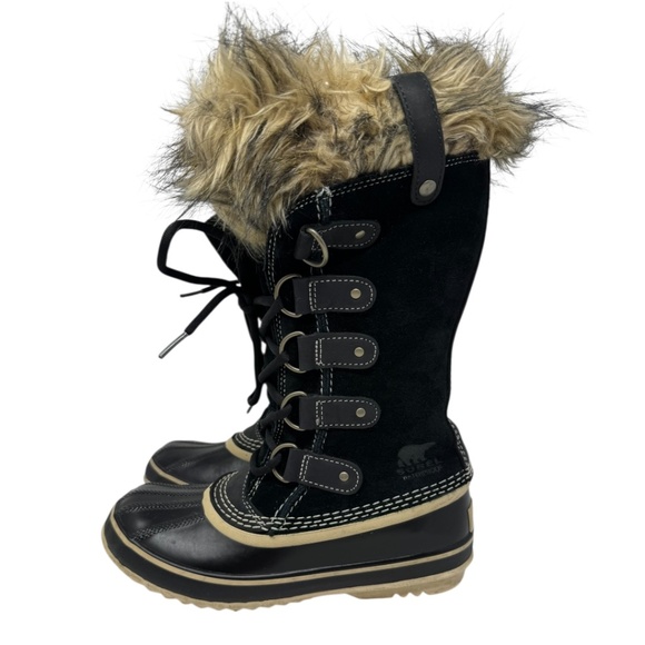 SOREL Joan of Arctic II Black Suede Faux Fur Waterproof Snow Boots - Picture 4 of 12